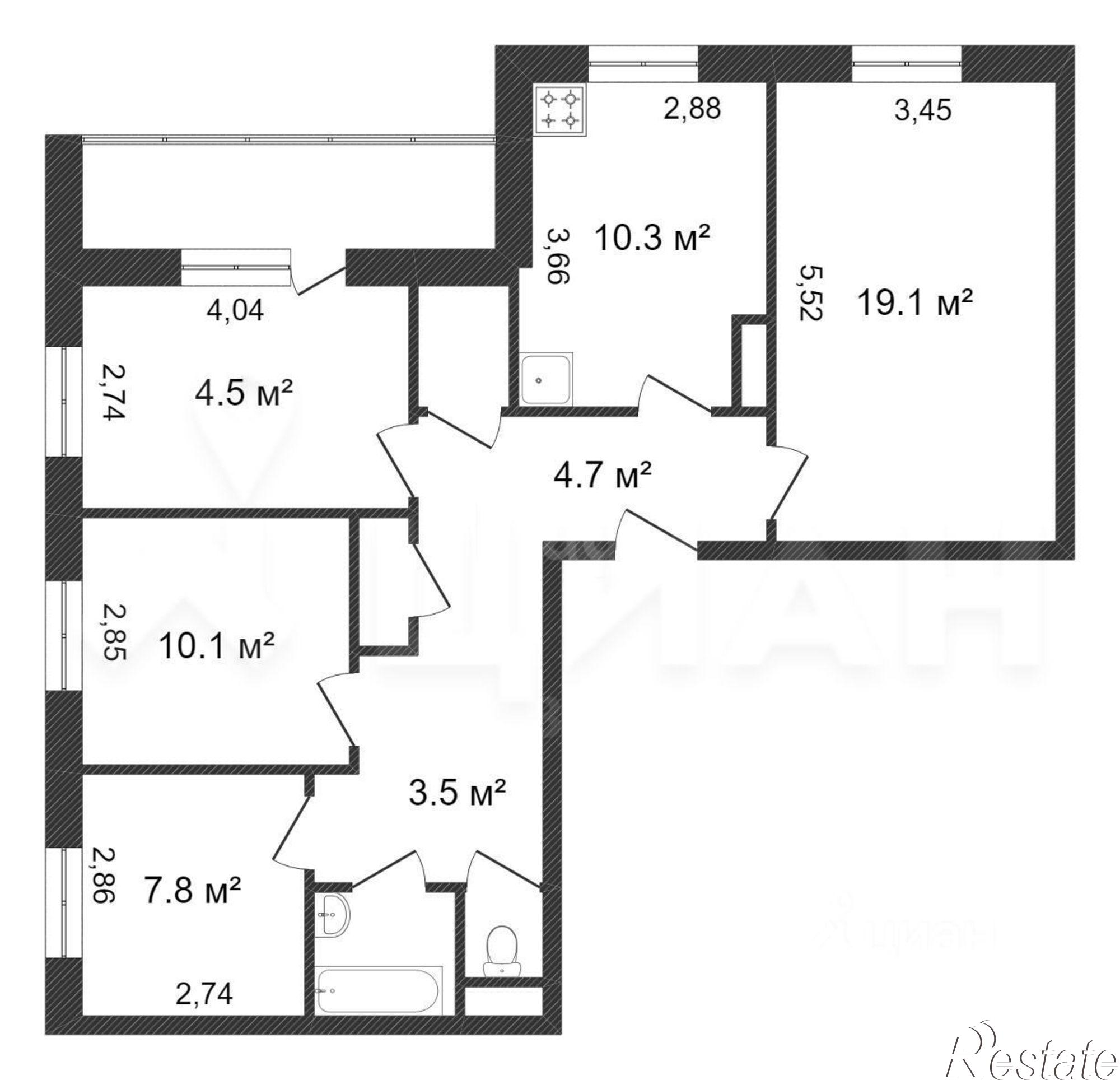 Купить квартиру за 6 450 000 рублей на Весенний мкр,дом 13