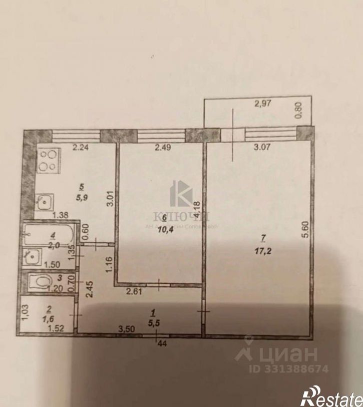 2-комн квартира ул Железнодорожная, 6,  д. 6