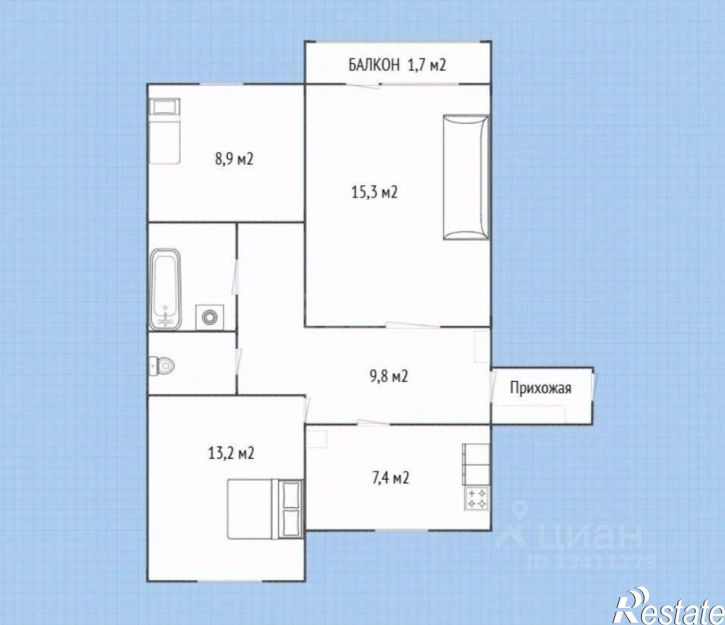 3-комн квартира