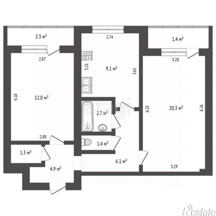 2-комн квартира