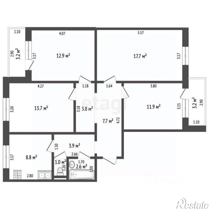 4-комн квартира
